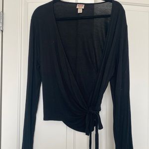 Wrap, tie-front top